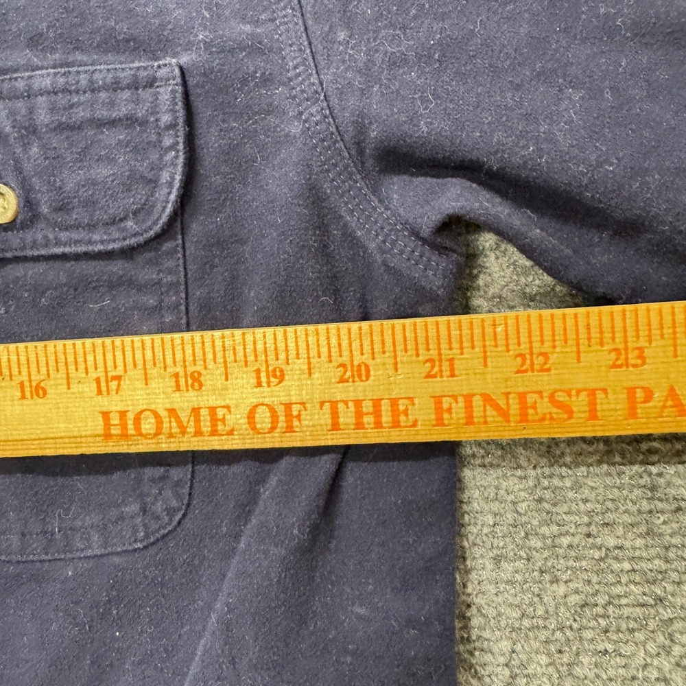 Carhartt Flannel Men's Medium‎ Button Up 100% Cotton Workwear Stained Blue - Picture 4 of 12